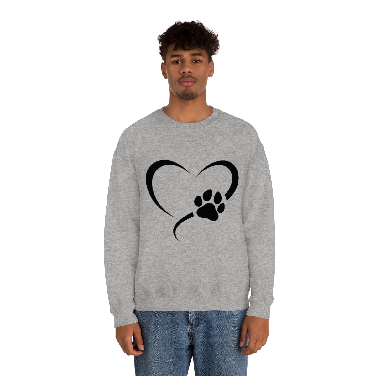 Heart Print Crewneck Sweatshirt