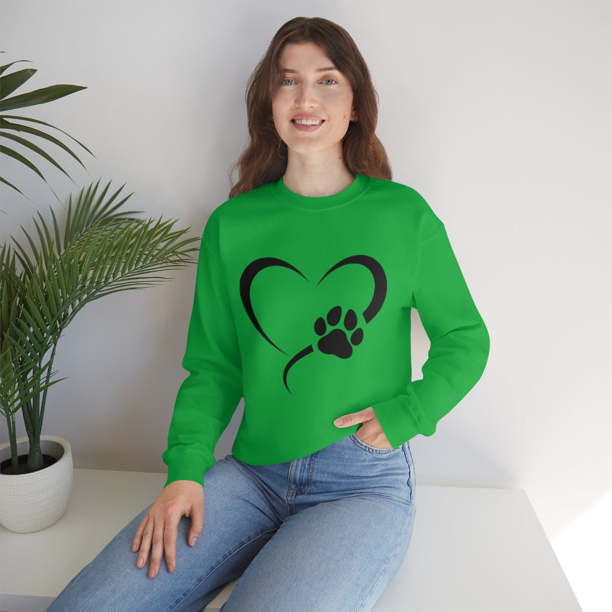 Heart Print Crewneck Sweatshirt