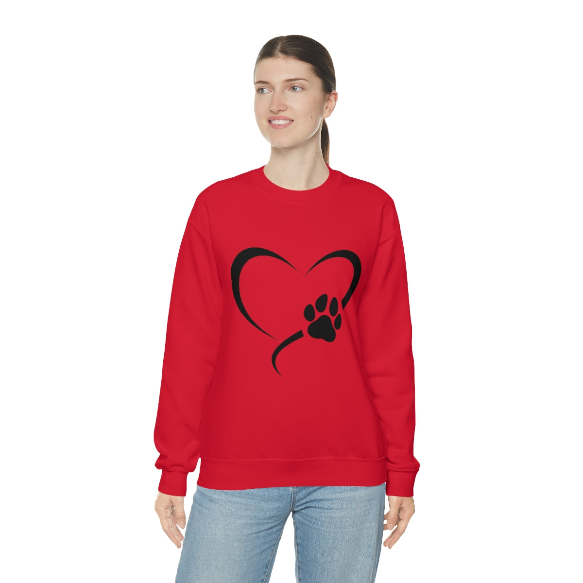 Heart Print Crewneck Sweatshirt