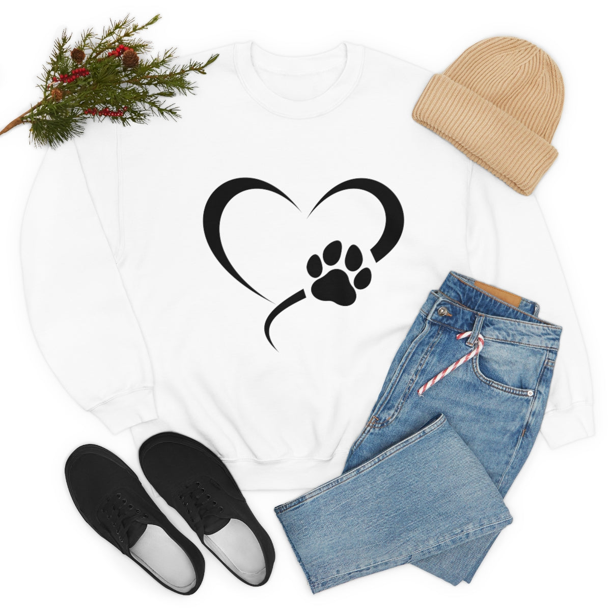 Heart Print Crewneck Sweatshirt