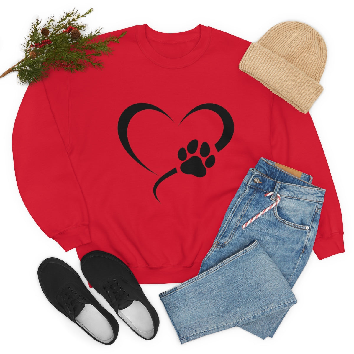 Heart Print Crewneck Sweatshirt