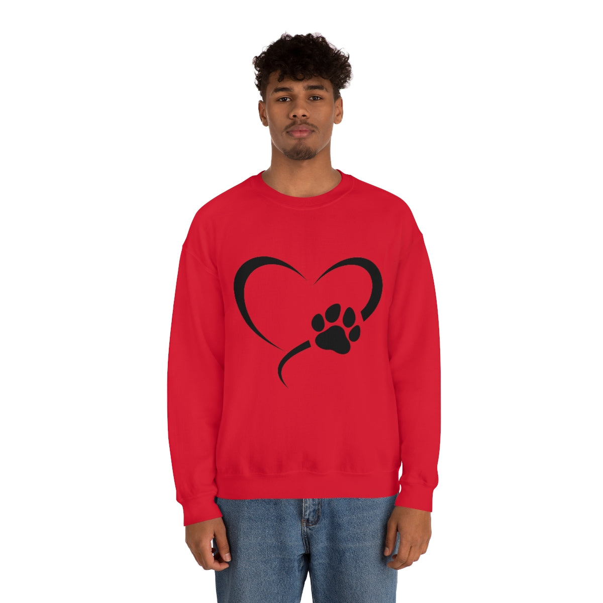 Heart Print Crewneck Sweatshirt
