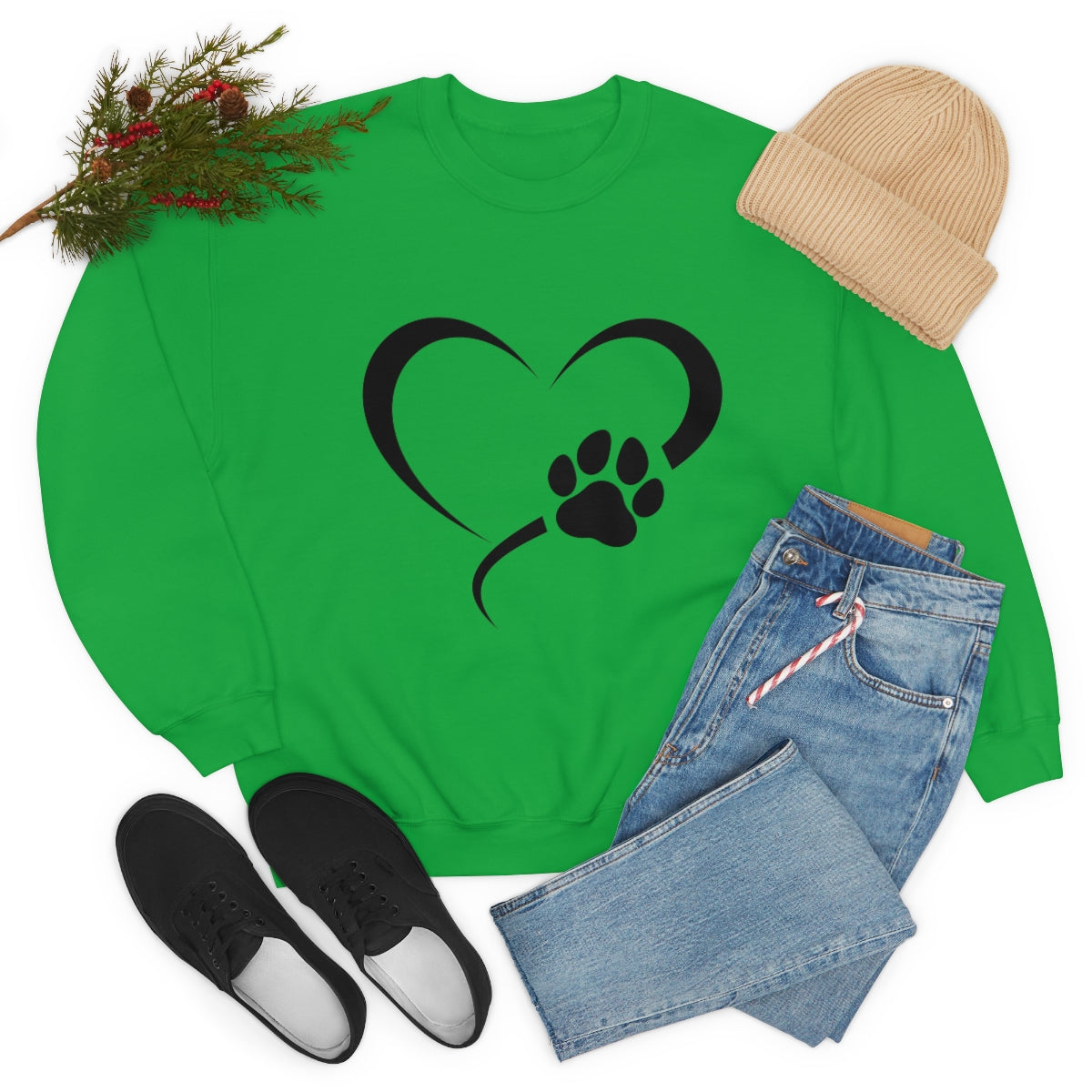 Heart Print Crewneck Sweatshirt