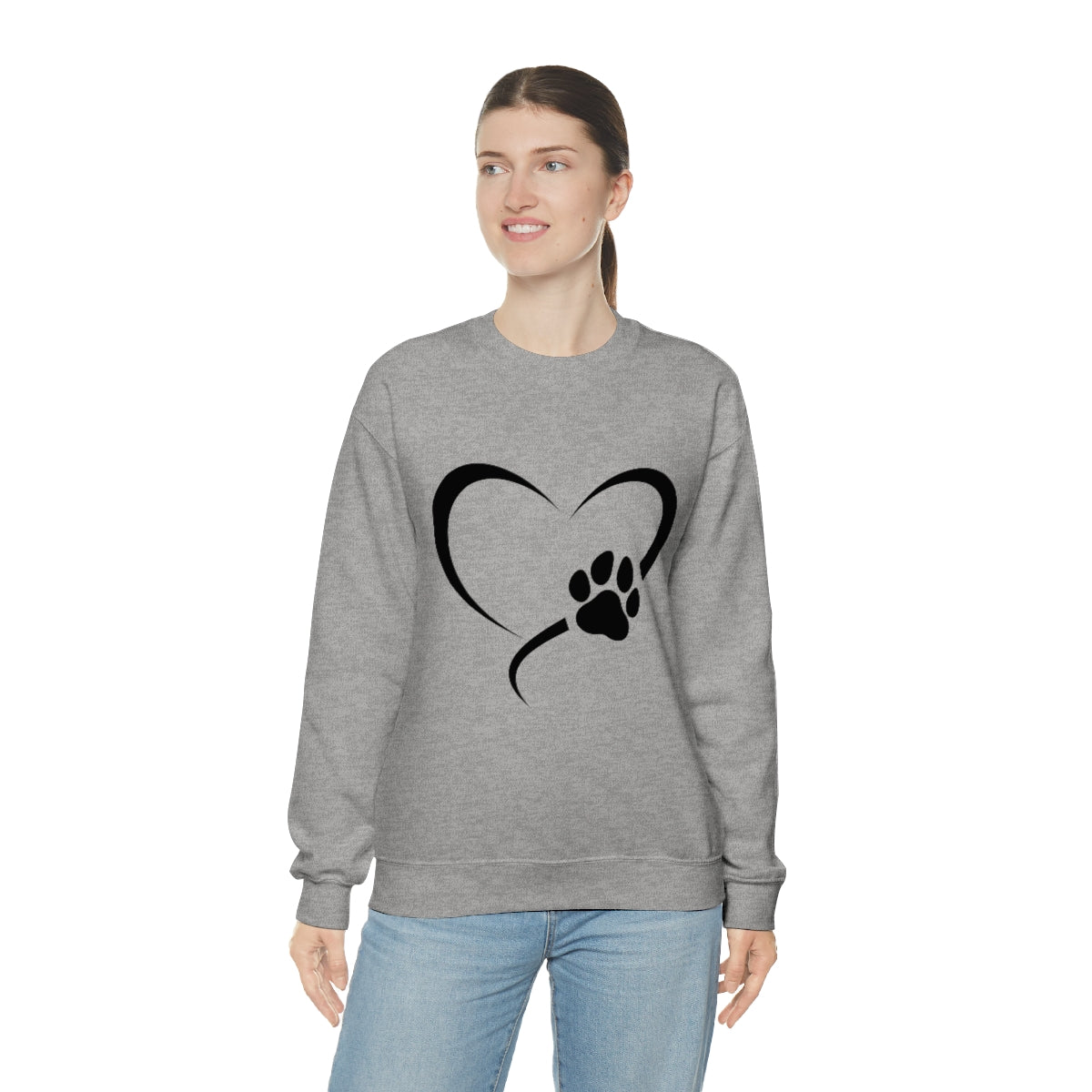 Heart Print Crewneck Sweatshirt