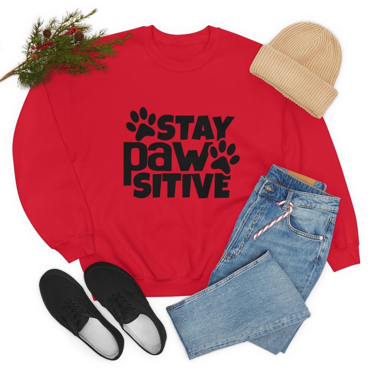 Stay Pawsitive Crewneck Sweatshirt