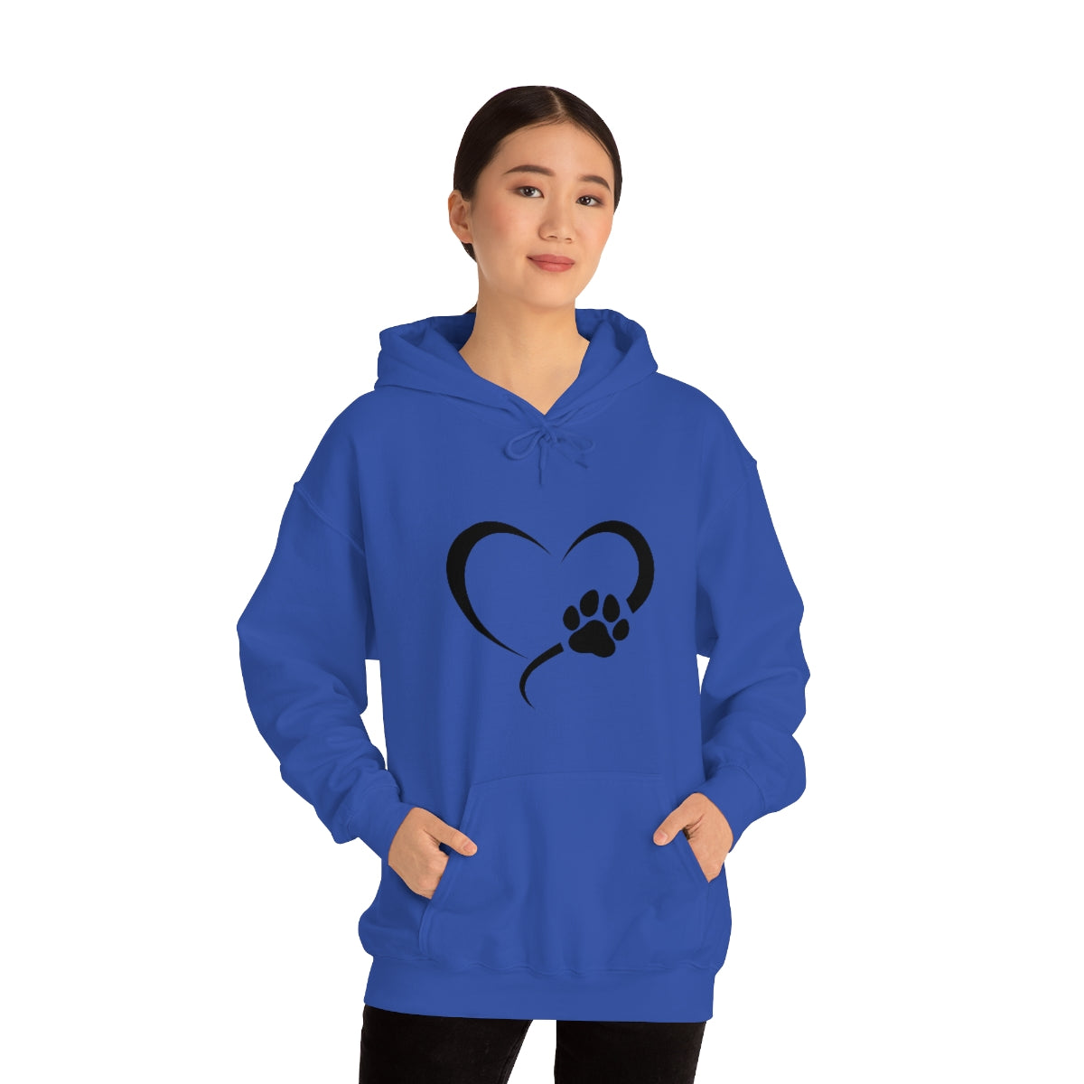 Heart Print Hooded Sweatshirt
