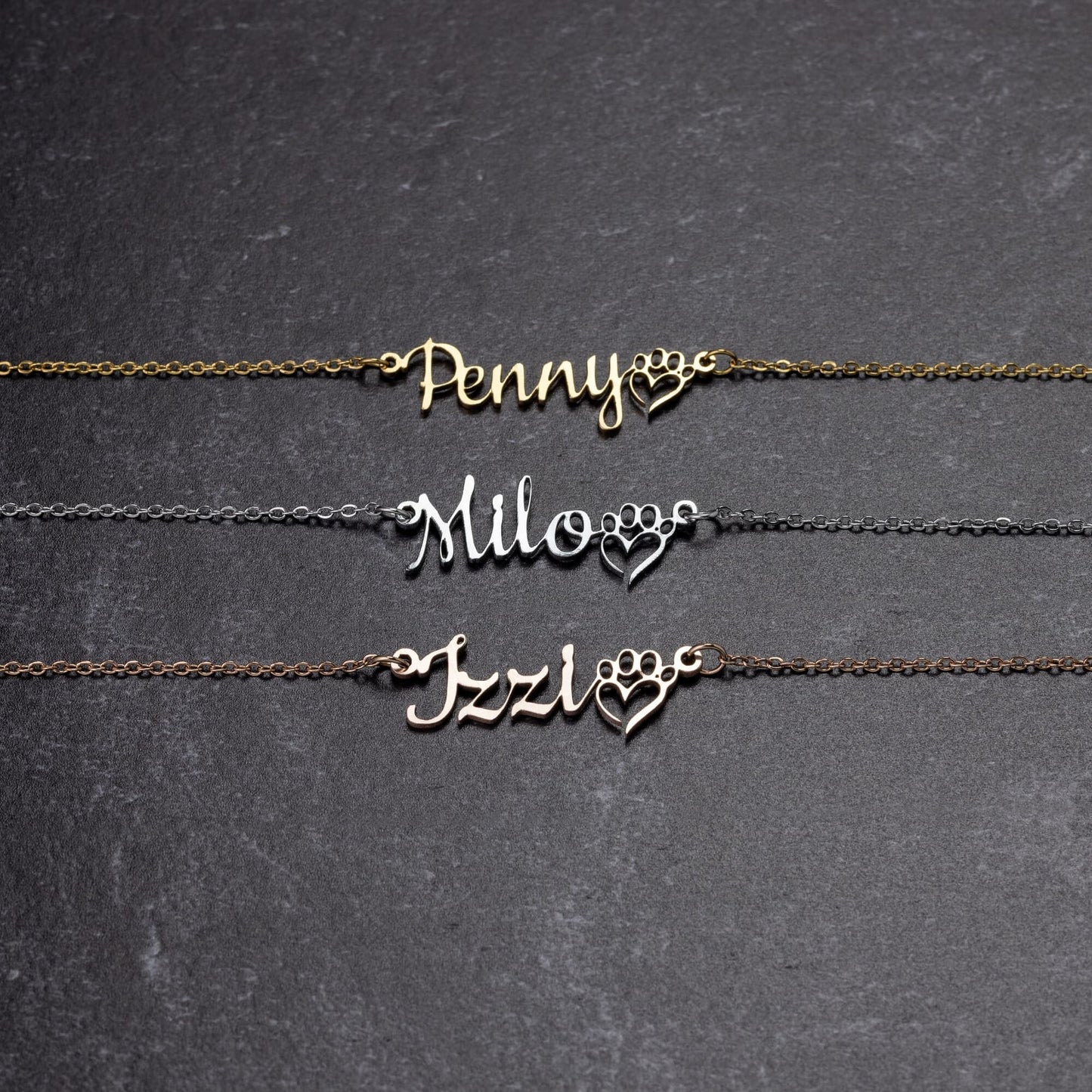 Personalized Name Necklace with Paws for Dog Lovers