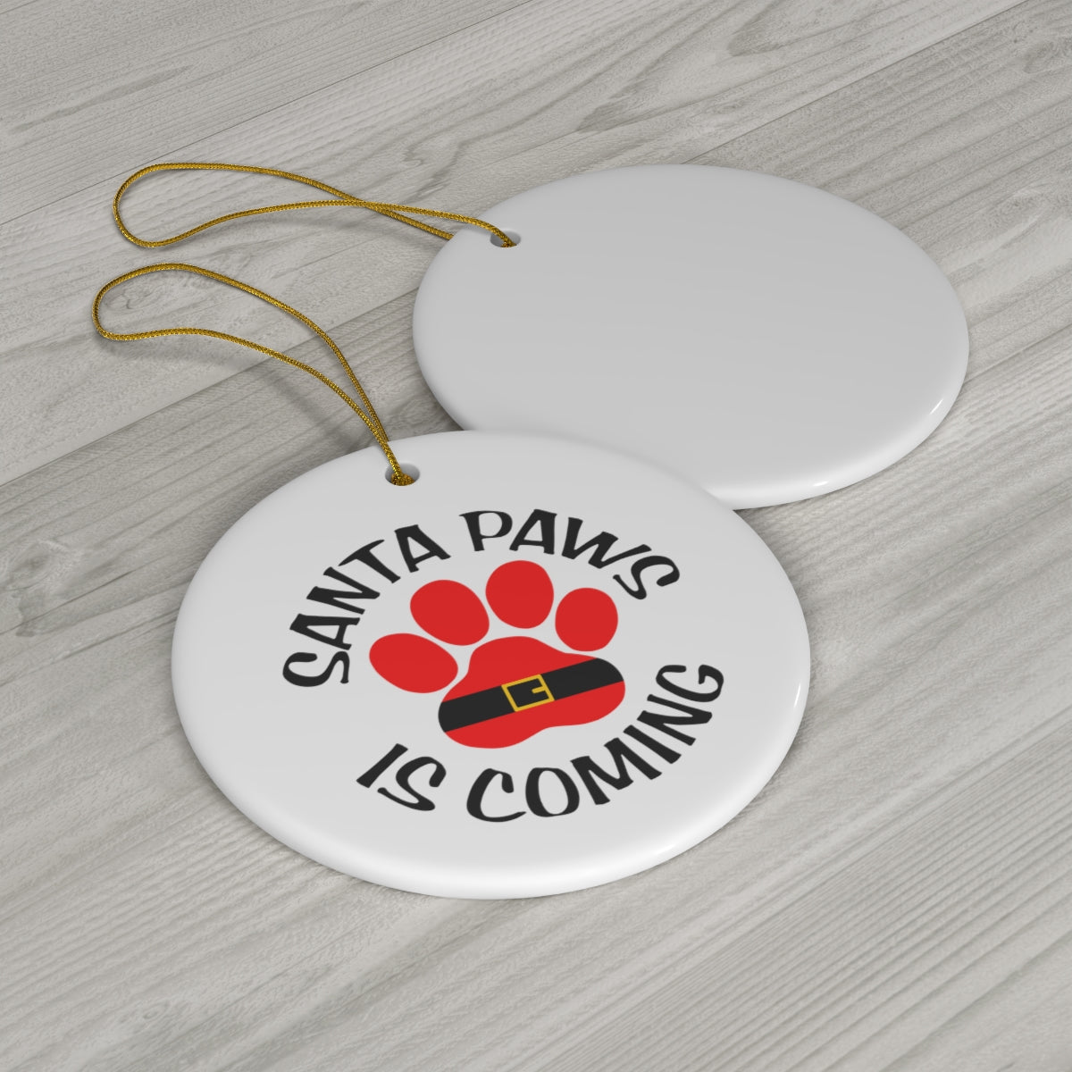 Santa Paws Ceramic Ornament
