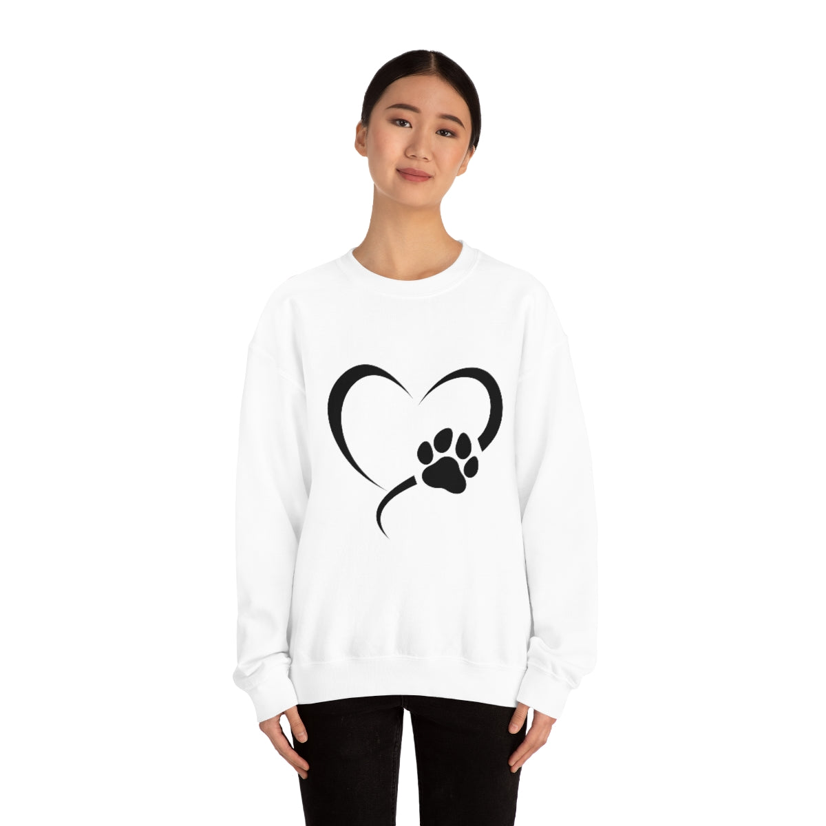 Heart Print Crewneck Sweatshirt