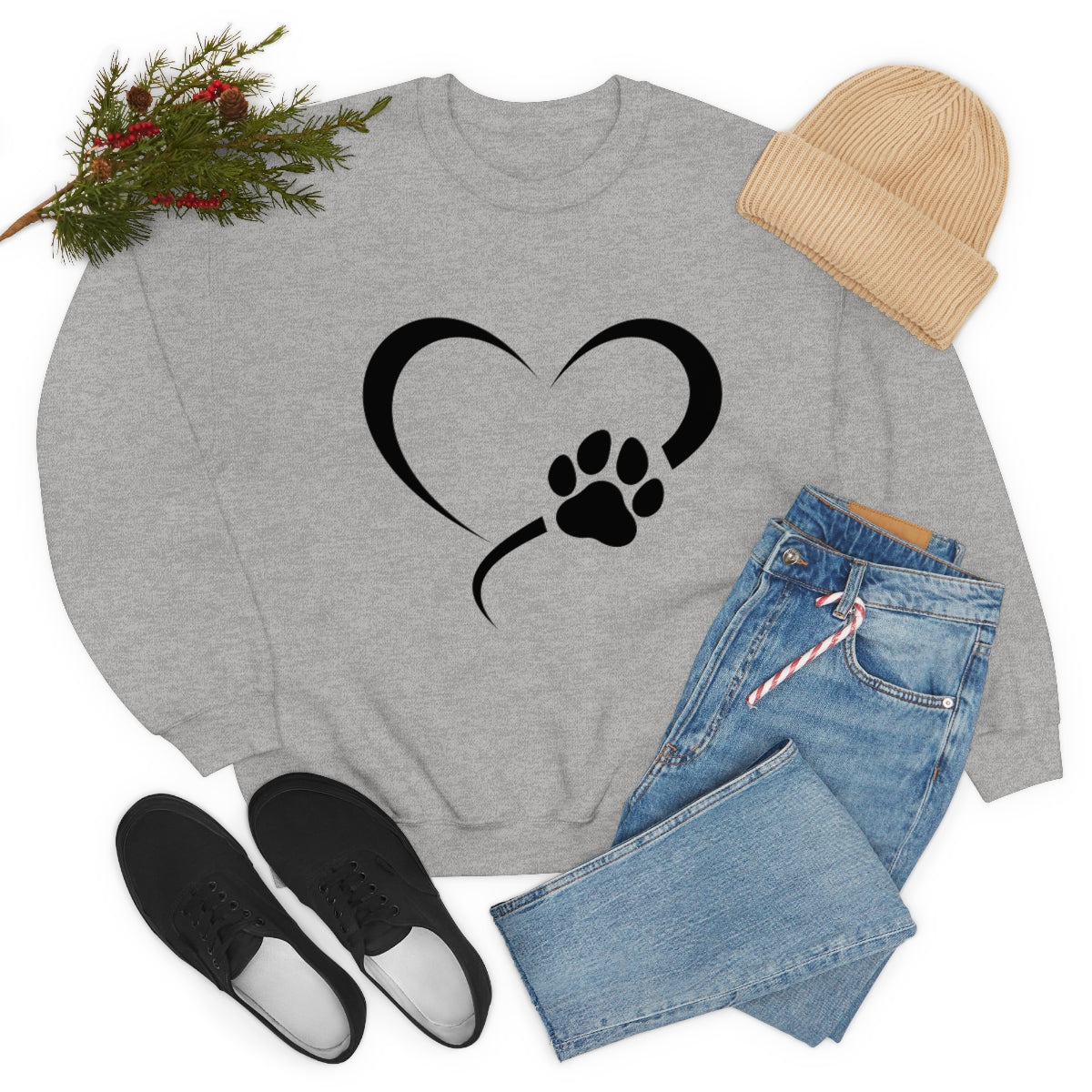 Heart Print Crewneck Sweatshirt