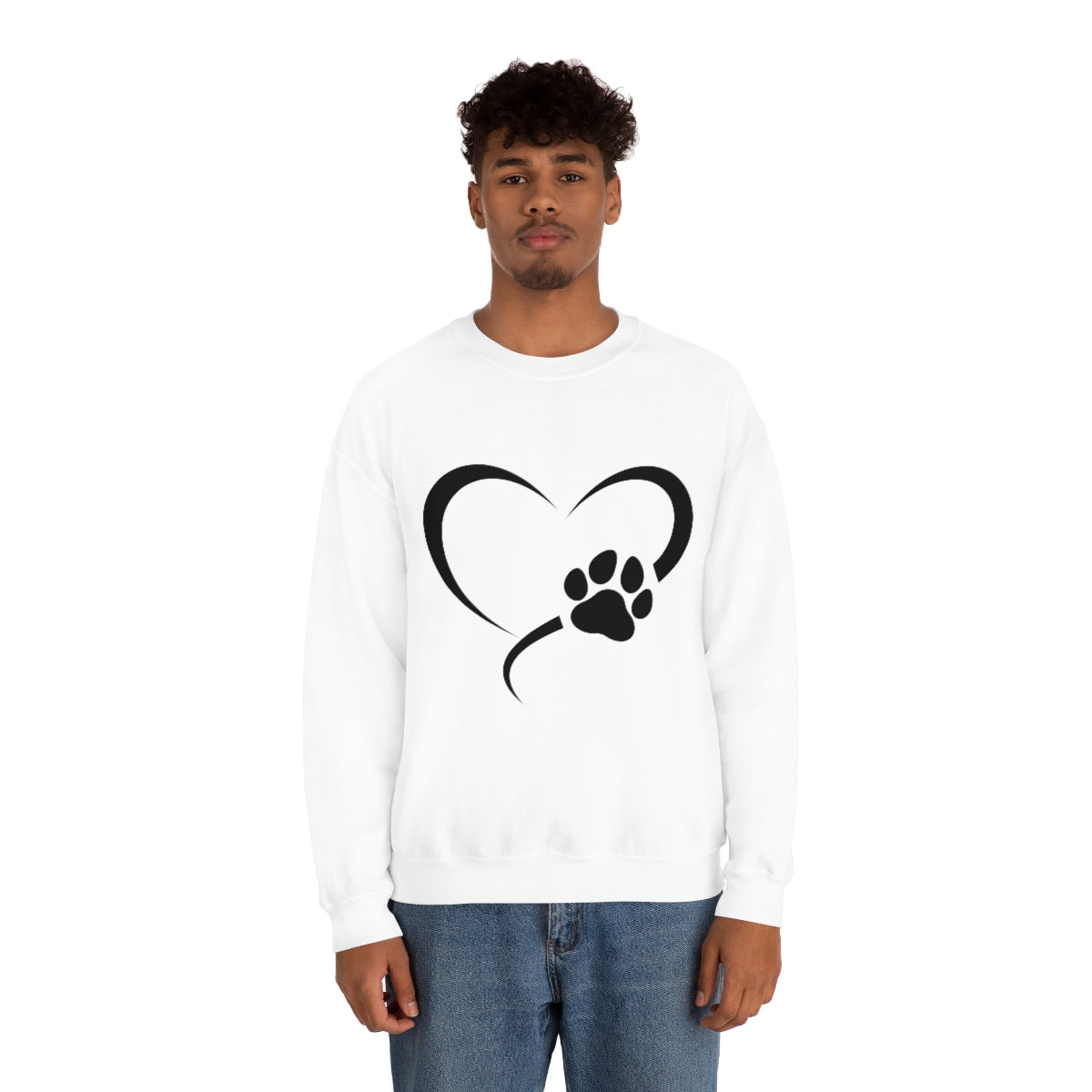 Heart Print Crewneck Sweatshirt