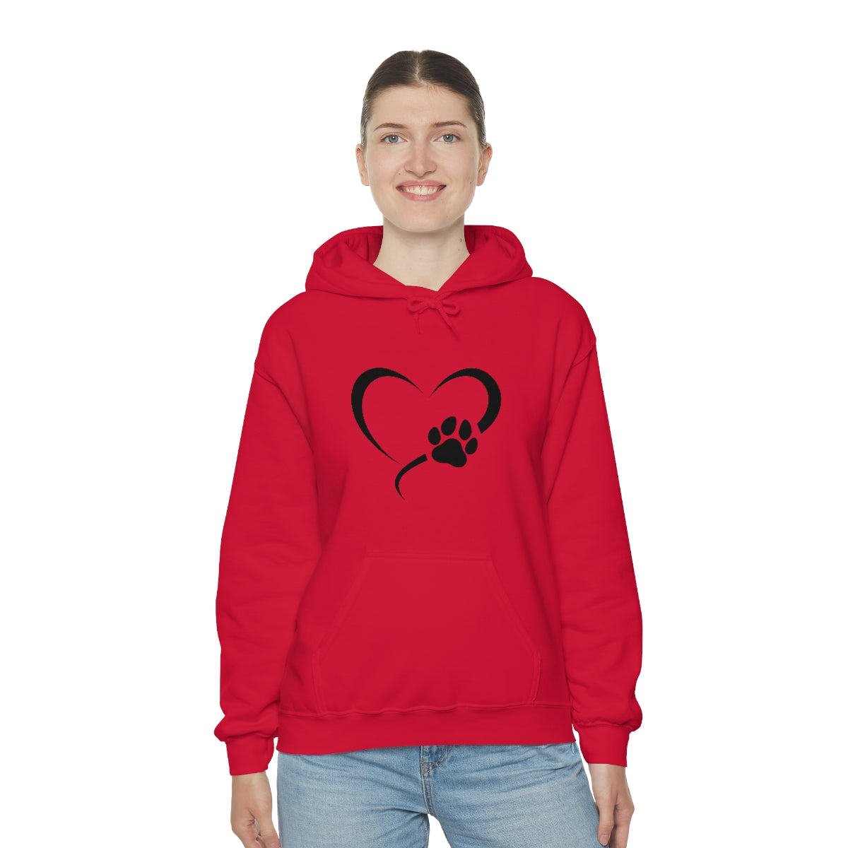 Heart Print Hooded Sweatshirt