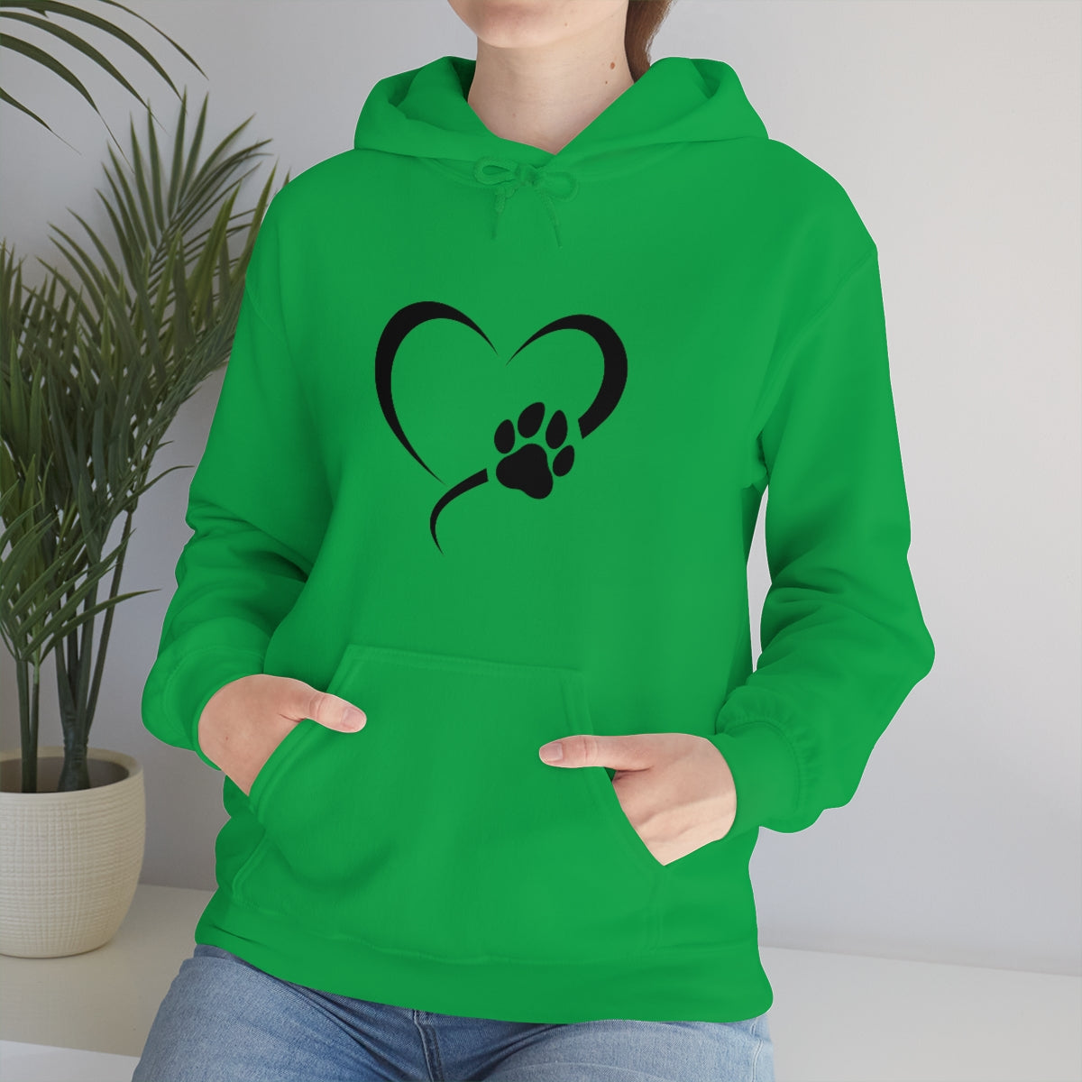 Heart Print Hooded Sweatshirt