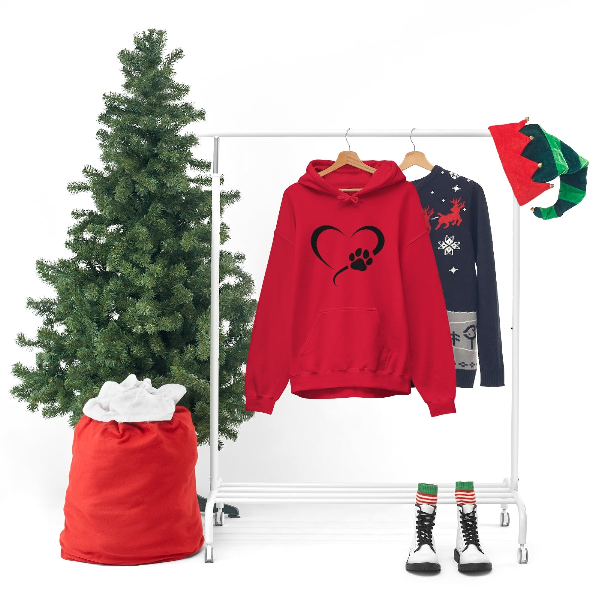 Heart Print Hooded Sweatshirt