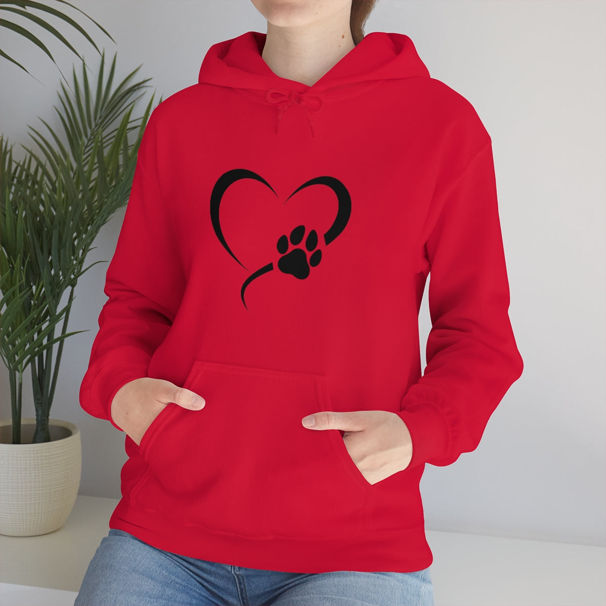 Heart Print Hooded Sweatshirt