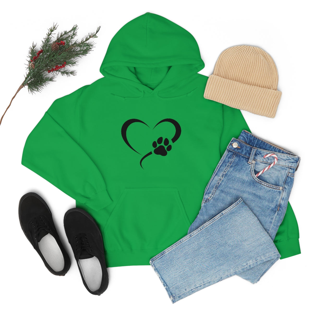 Heart Print Hooded Sweatshirt