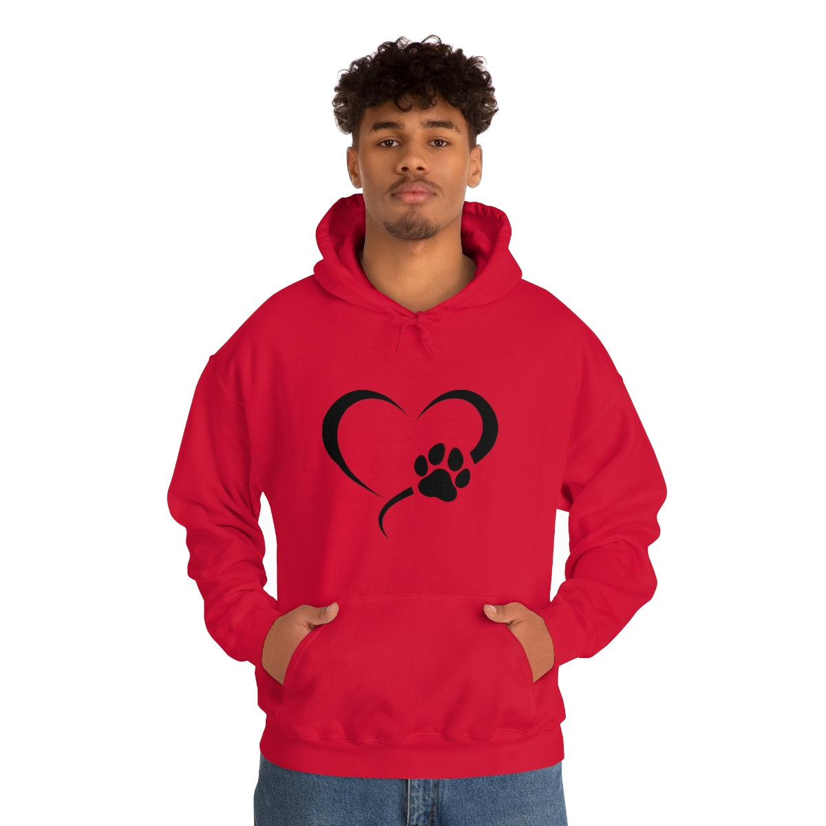 Heart Print Hooded Sweatshirt