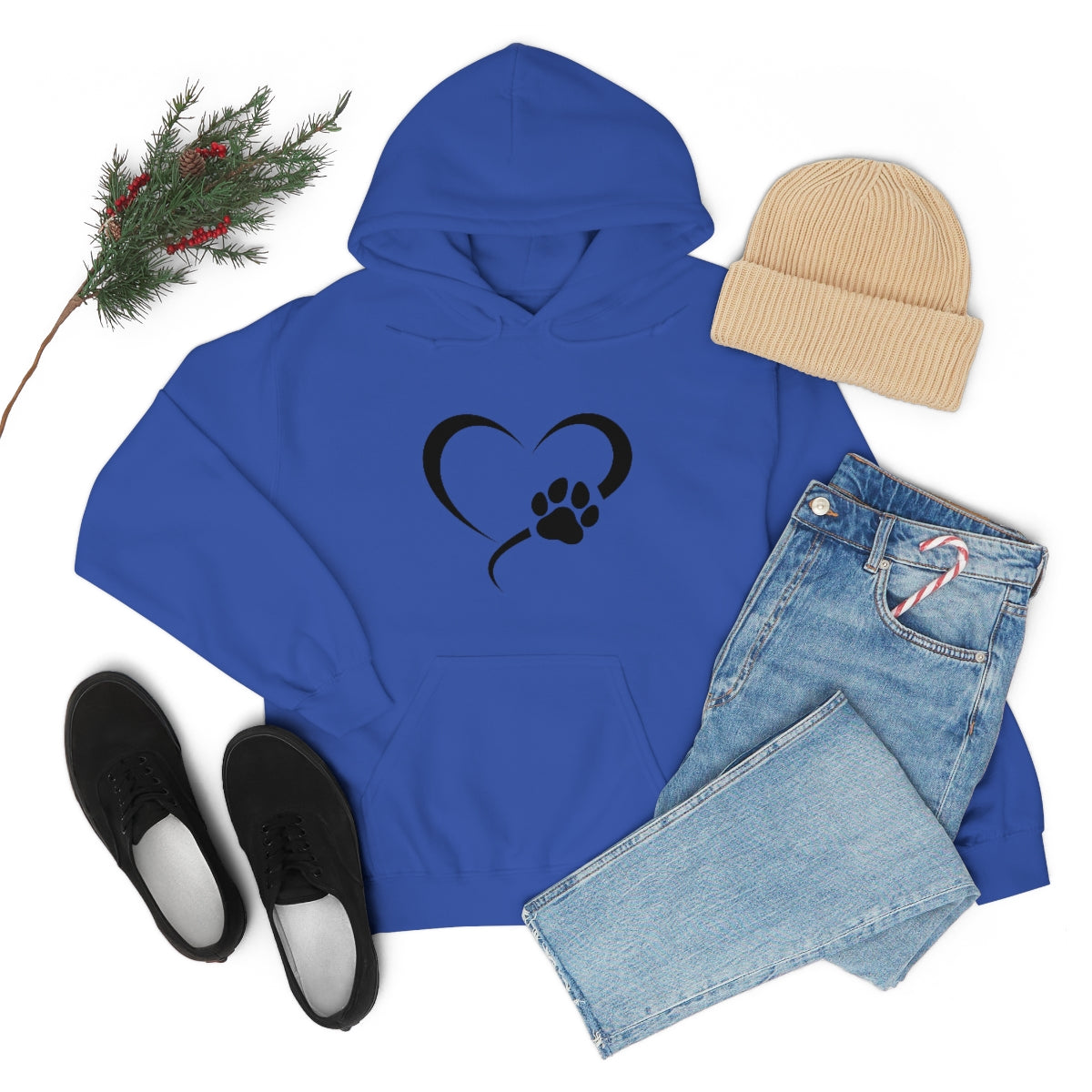 Heart Print Hooded Sweatshirt