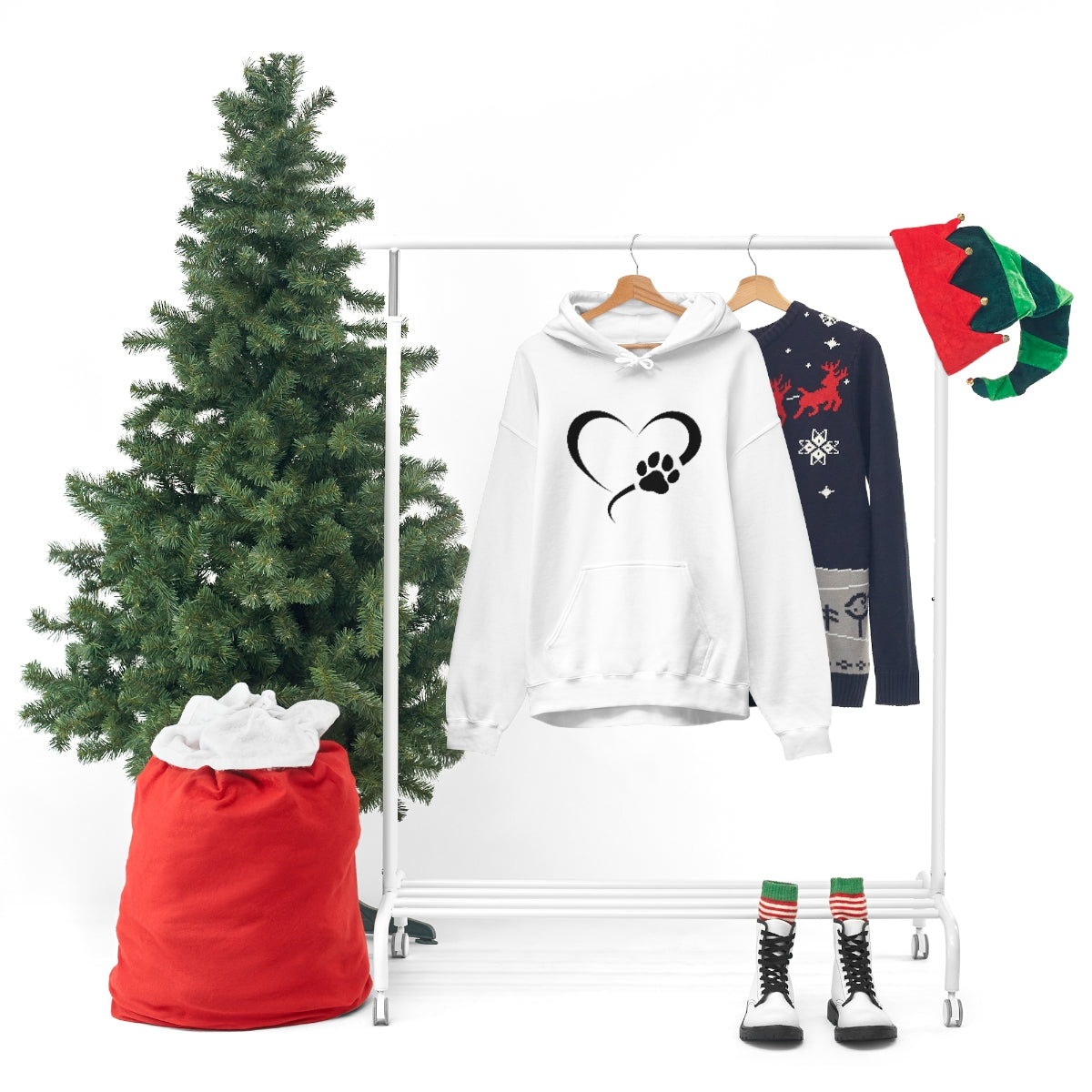 Heart Print Hooded Sweatshirt