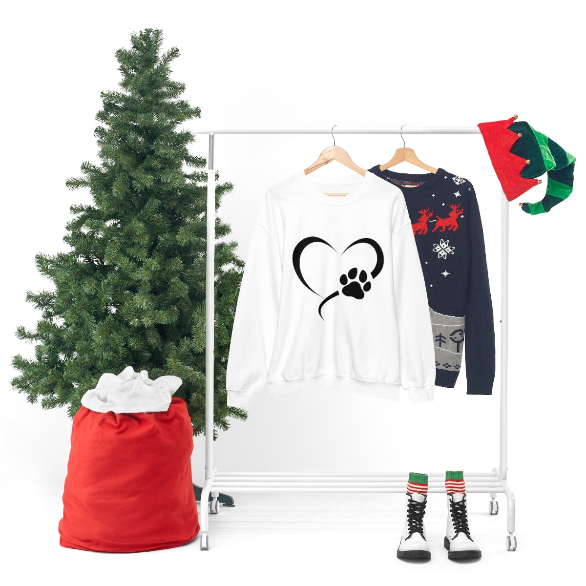 Heart Print Crewneck Sweatshirt