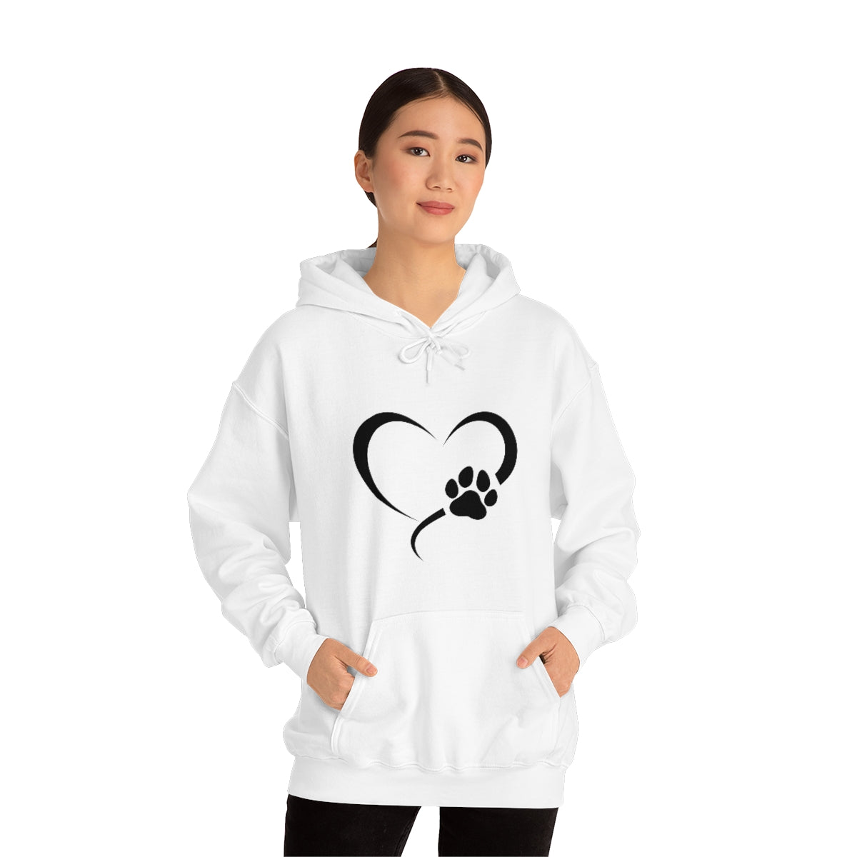 Heart Print Hooded Sweatshirt