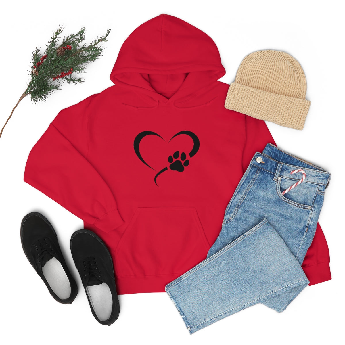 Heart Print Hooded Sweatshirt