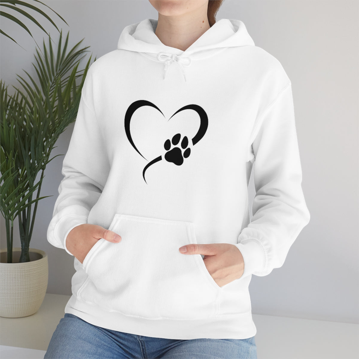 Heart Print Hooded Sweatshirt