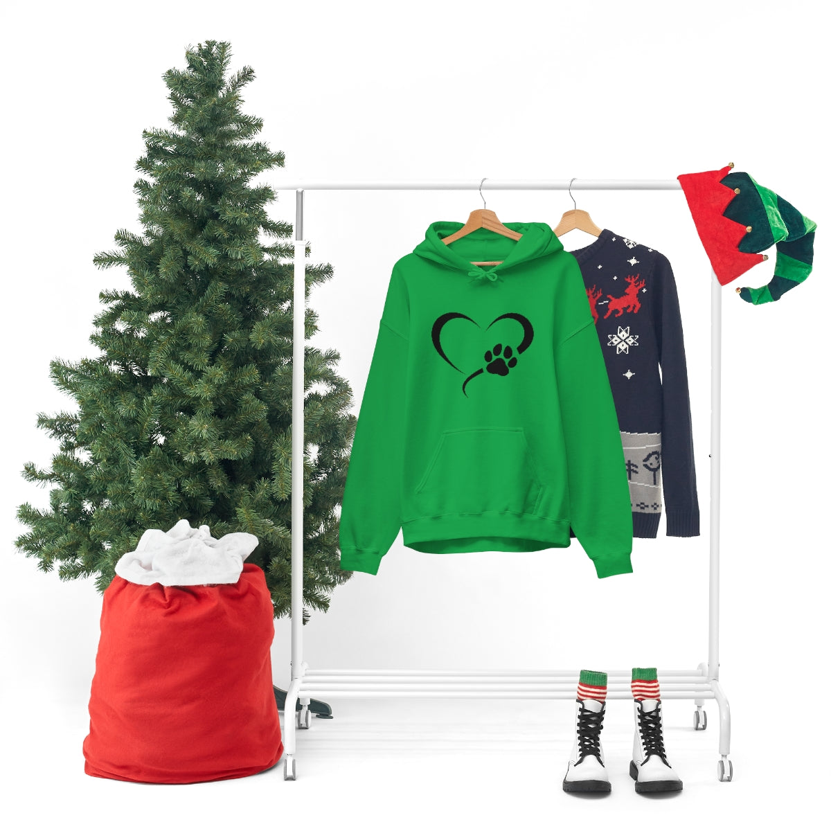 Heart Print Hooded Sweatshirt