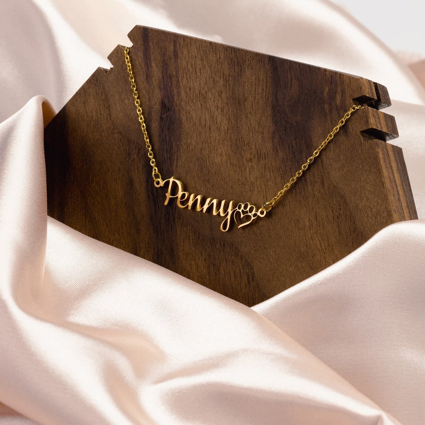 Personalized Name Necklace with Paws for Dog Lovers