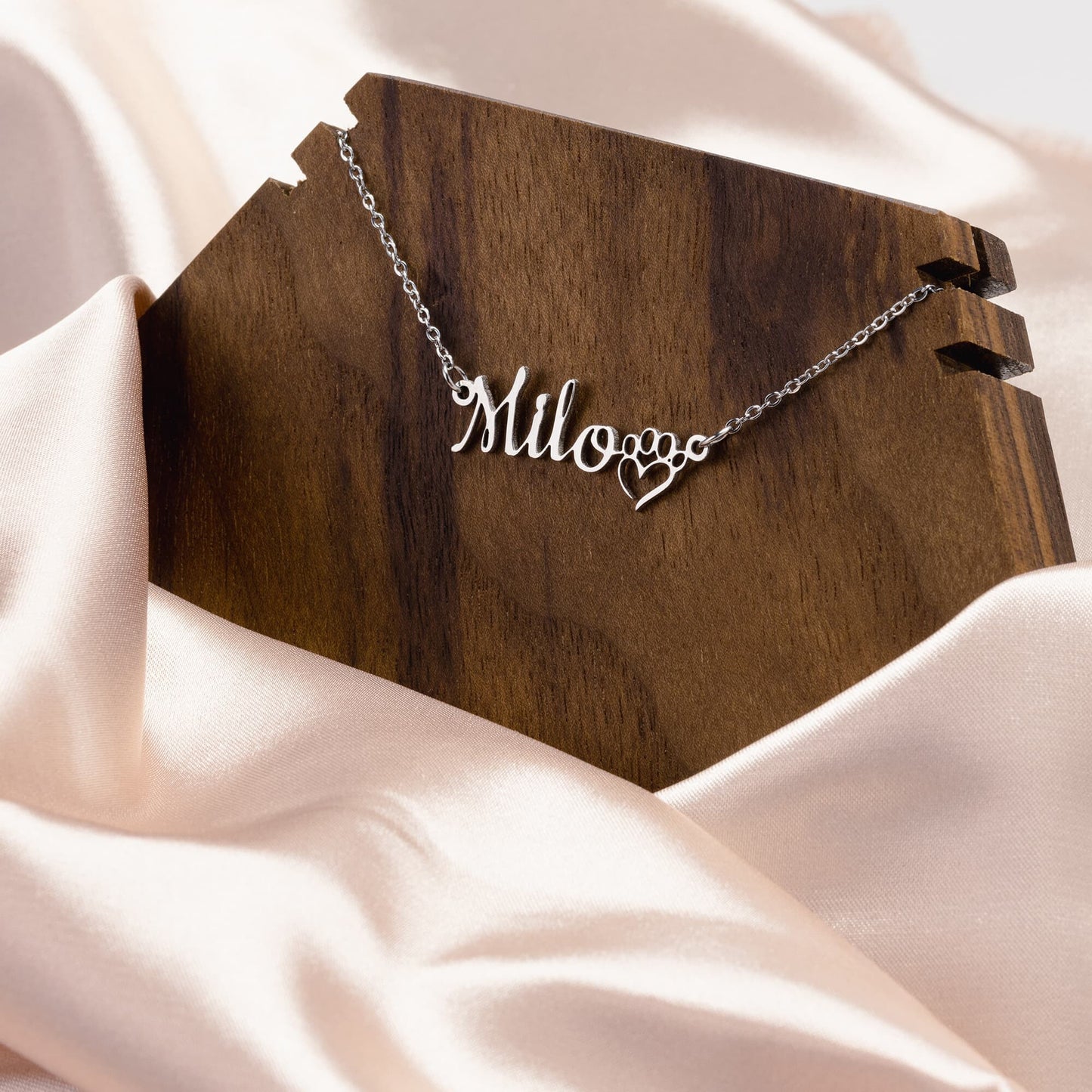 Personalized Name Necklace with Paws for Dog Lovers