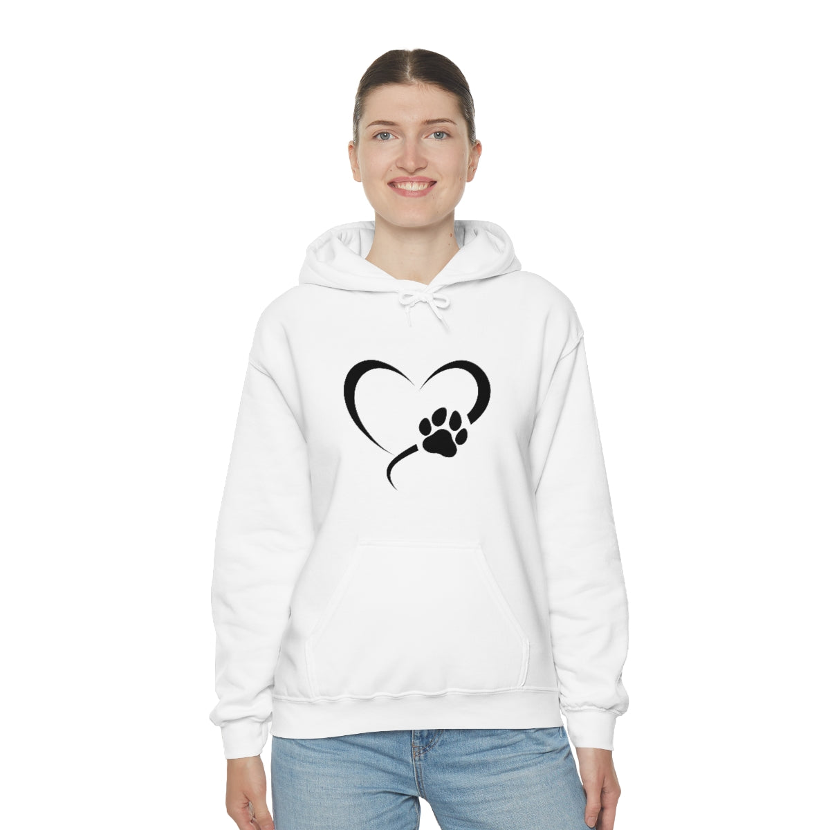 Heart Print Hooded Sweatshirt