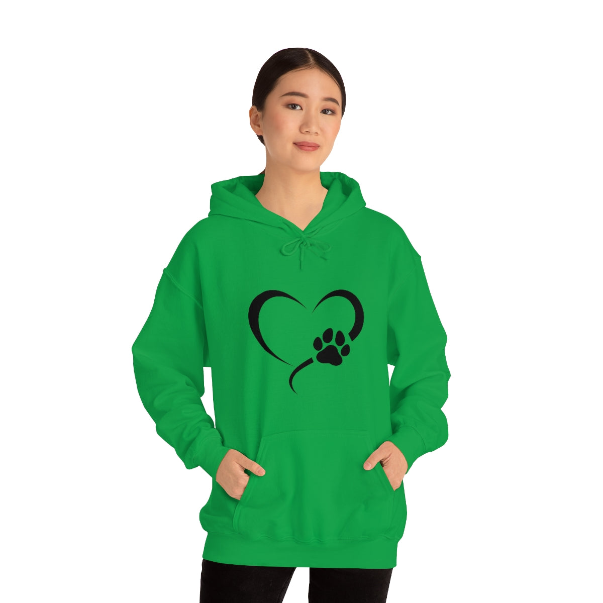 Heart Print Hooded Sweatshirt
