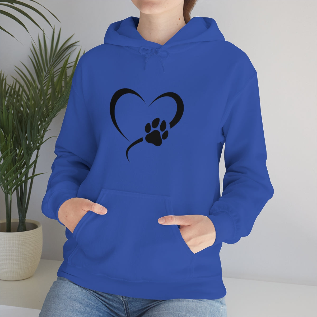 Heart Print Hooded Sweatshirt