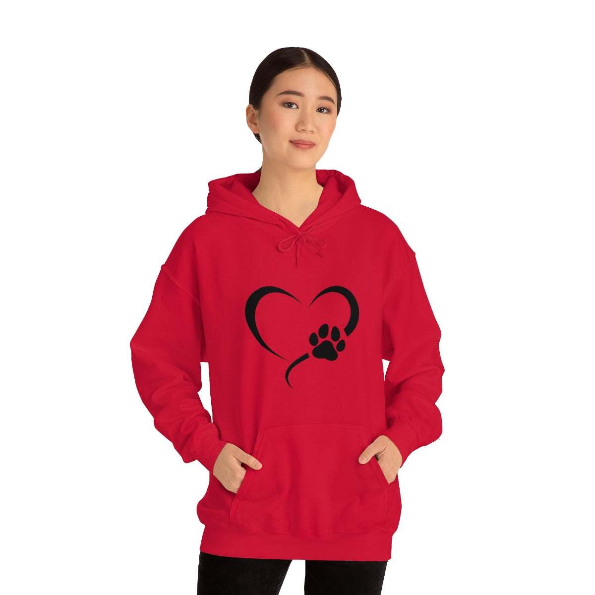 Heart Print Hooded Sweatshirt