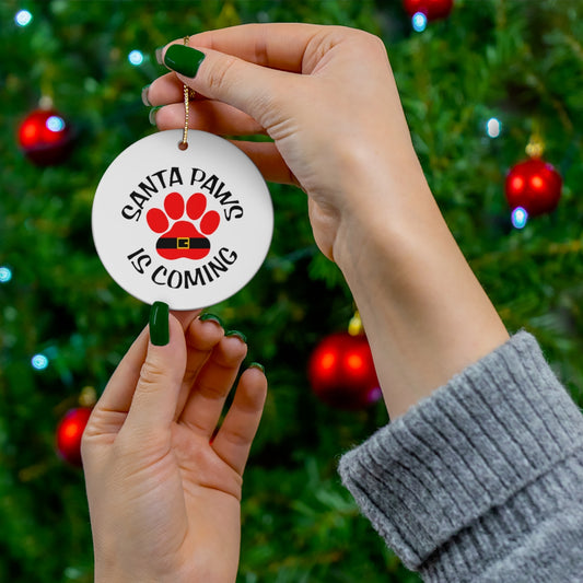Santa Paws Ceramic Ornament