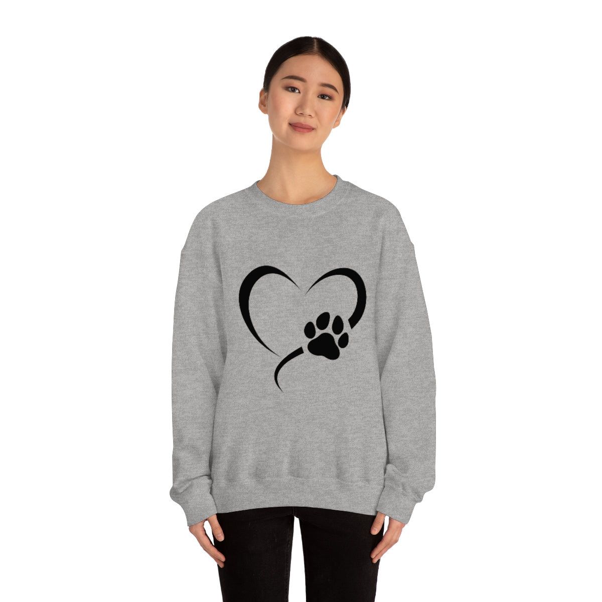 Heart Print Crewneck Sweatshirt