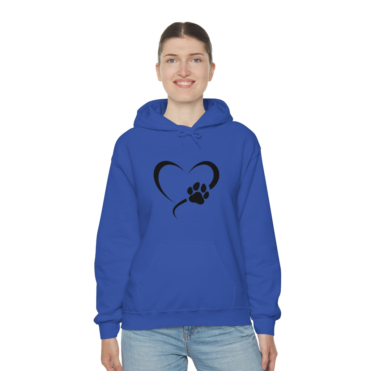 Heart Print Hooded Sweatshirt