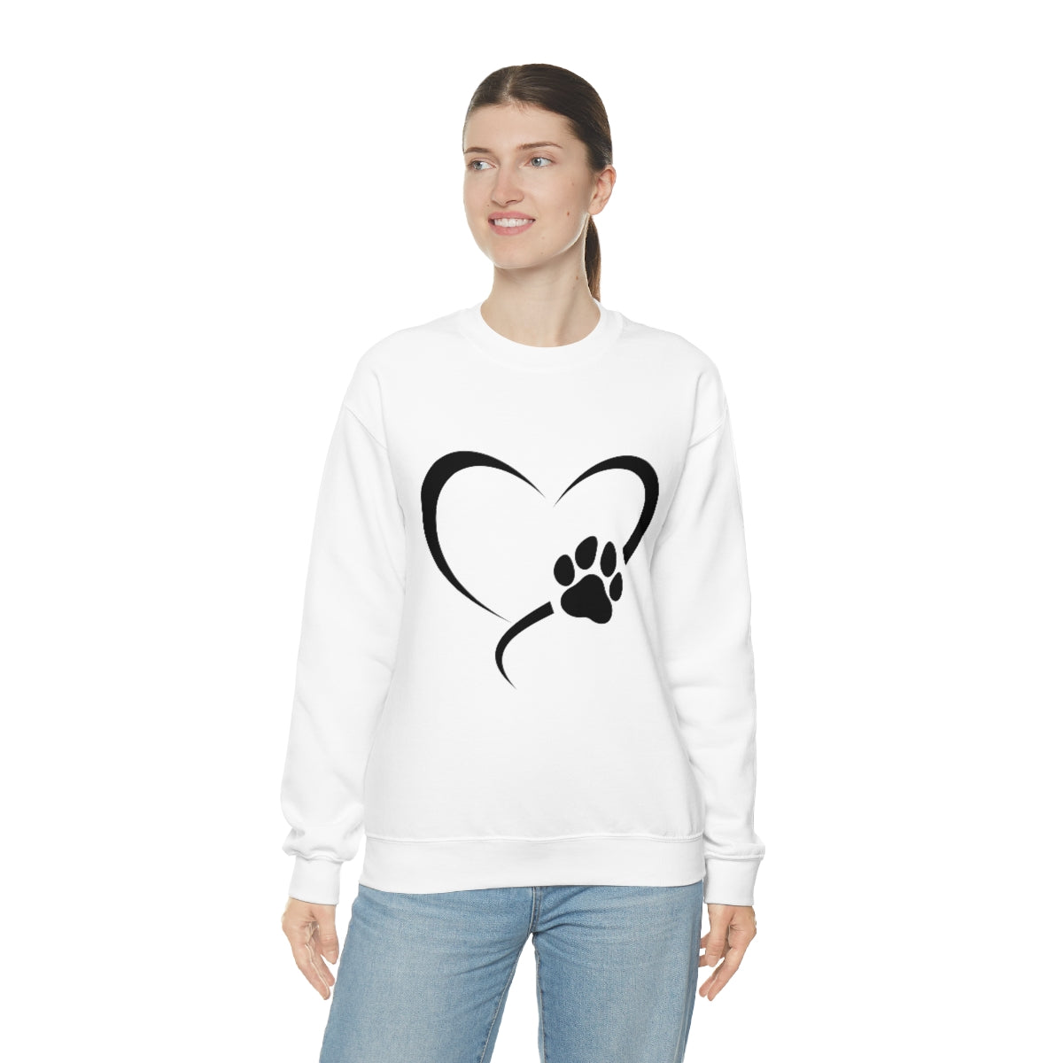 Heart Print Crewneck Sweatshirt