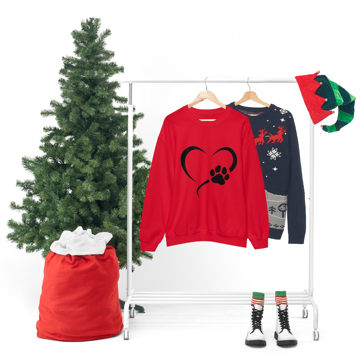 Heart Print Crewneck Sweatshirt