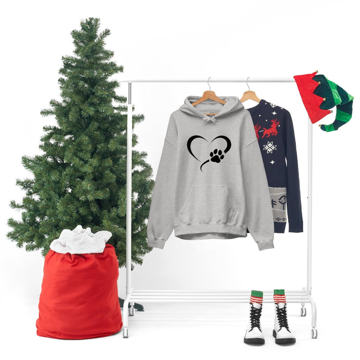 Heart Print Hooded Sweatshirt