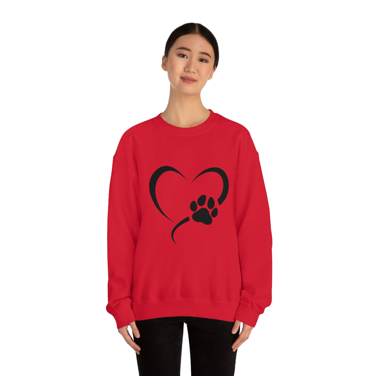 Heart Print Crewneck Sweatshirt