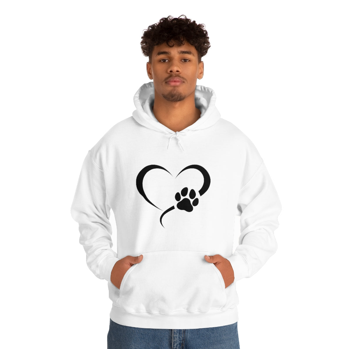 Heart Print Hooded Sweatshirt