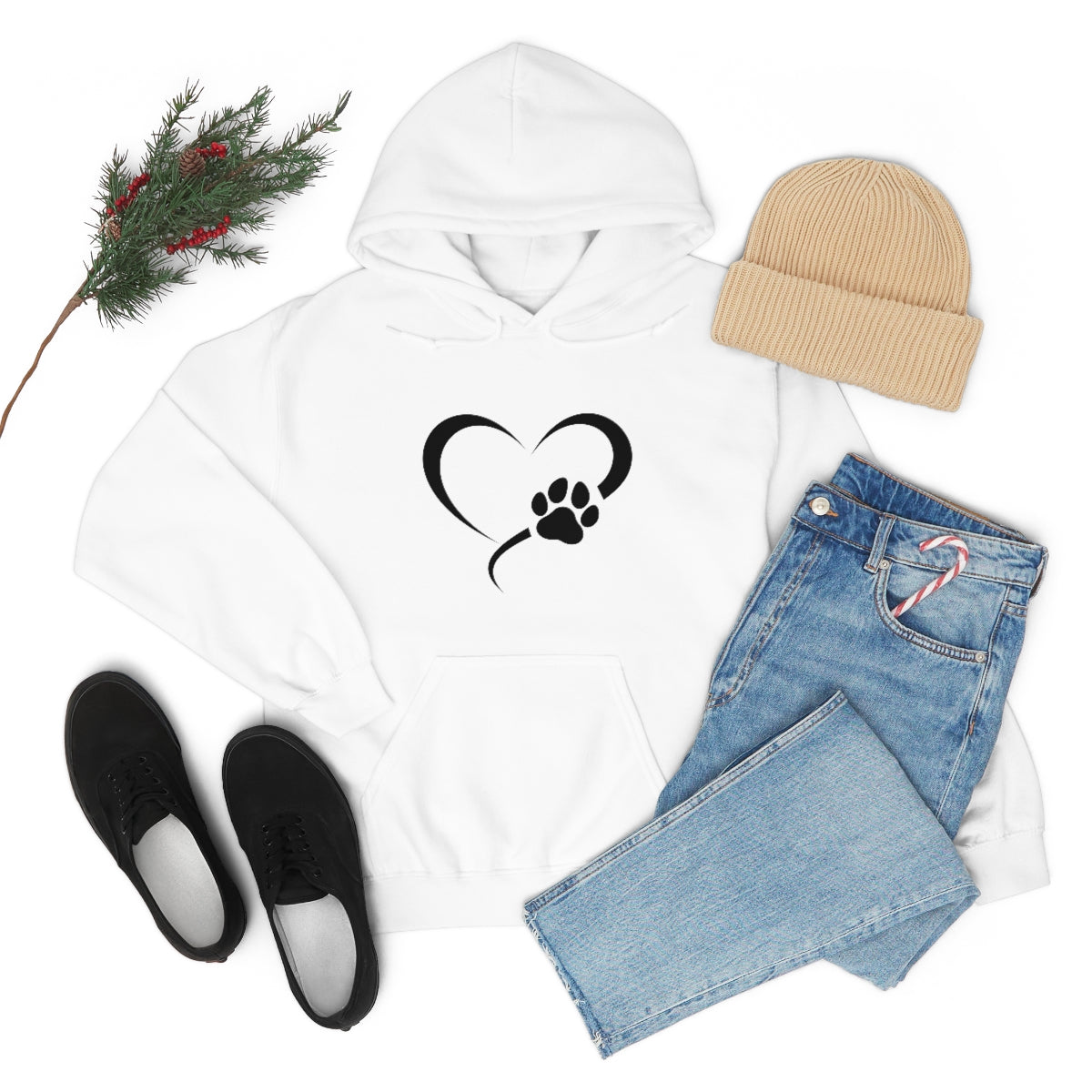 Heart Print Hooded Sweatshirt